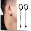 Bao Shalina Korean Trendy Tassel Chain Titanium Steel Clip-On Earrings for Men
