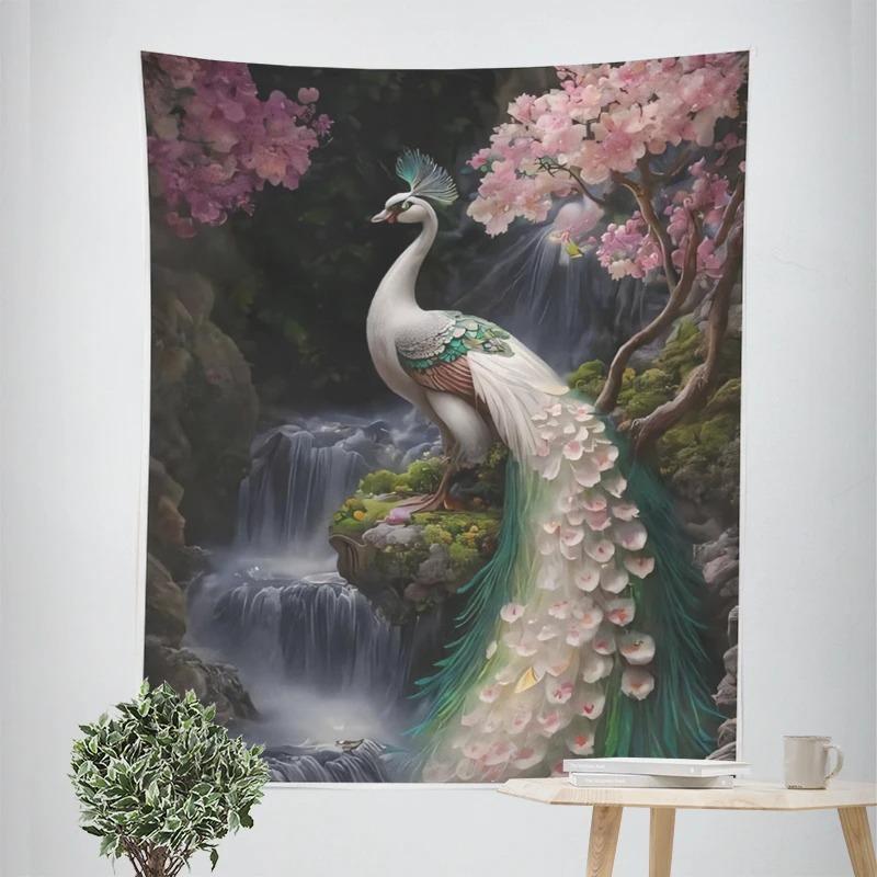 Landscape Peacock Decorative Tapestry Home Wall Decor Office Living Room Tapestry