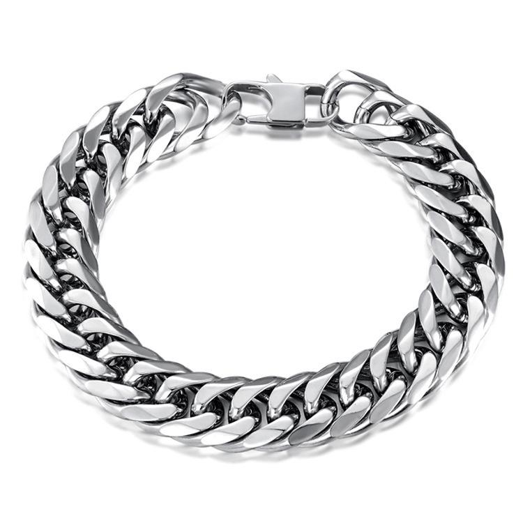 Korean Style Men's 2025 Trendy Stainless Steel & Titanium Necklace Bracelet with Square Buckle