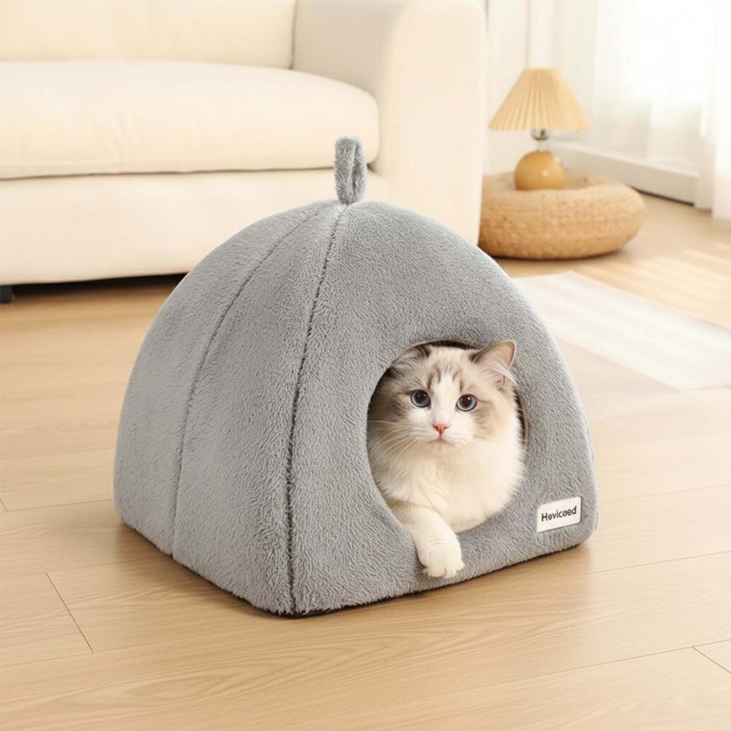 New Triangle Closed Cat Bed Warm Thickened Pet Nest Deep Sleep Cave House For Cats & Small Dogs Bed Cat Tents
