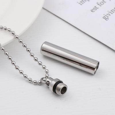 Gift Fashion Jewelry Beads Chain Perfume Vial Pendant Openable Cylindrical Tube Wishing Bottle Necklace Stainless Steel