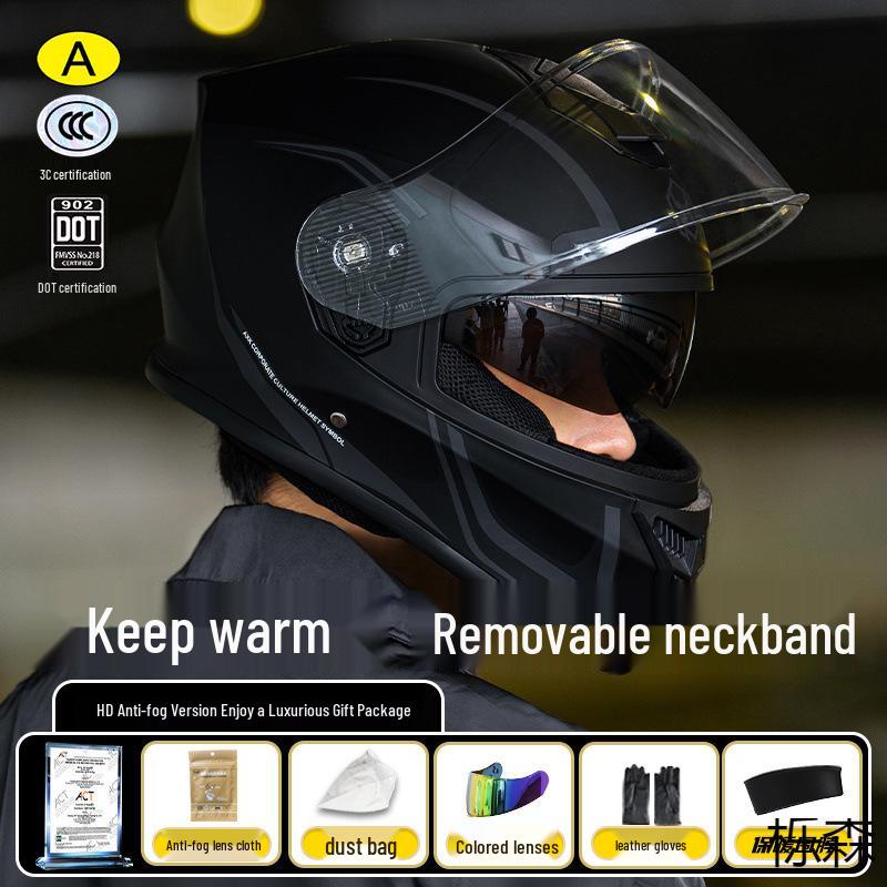 Certified Full Face Motorcycle Helmet for Men & Women - All Seasons, Anti-Fog, Winter Warmth