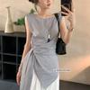 Summer Plaid Sleeveless Shirt Top, Korean Style Slimming Sleeveless Top, Women's Fashion Design, Niche