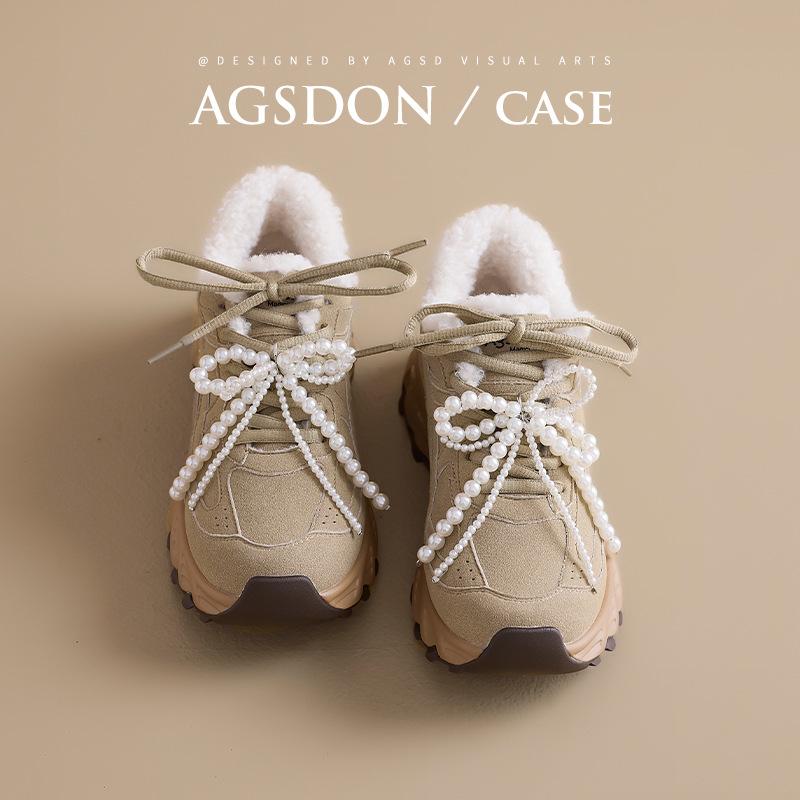 Augustus Den Fleece Dad Shoes Women's 2025 New Autumn and Winter Thickened Forrest Gump Cotton Shoes Casual Sports Hiking Shoes