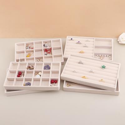 6Ps/set Jewelry Organizer Velvet Jewelry Storage Tray Display Ring Bracelet Necklace Storage Box Showcase Drawer Organizer Trays