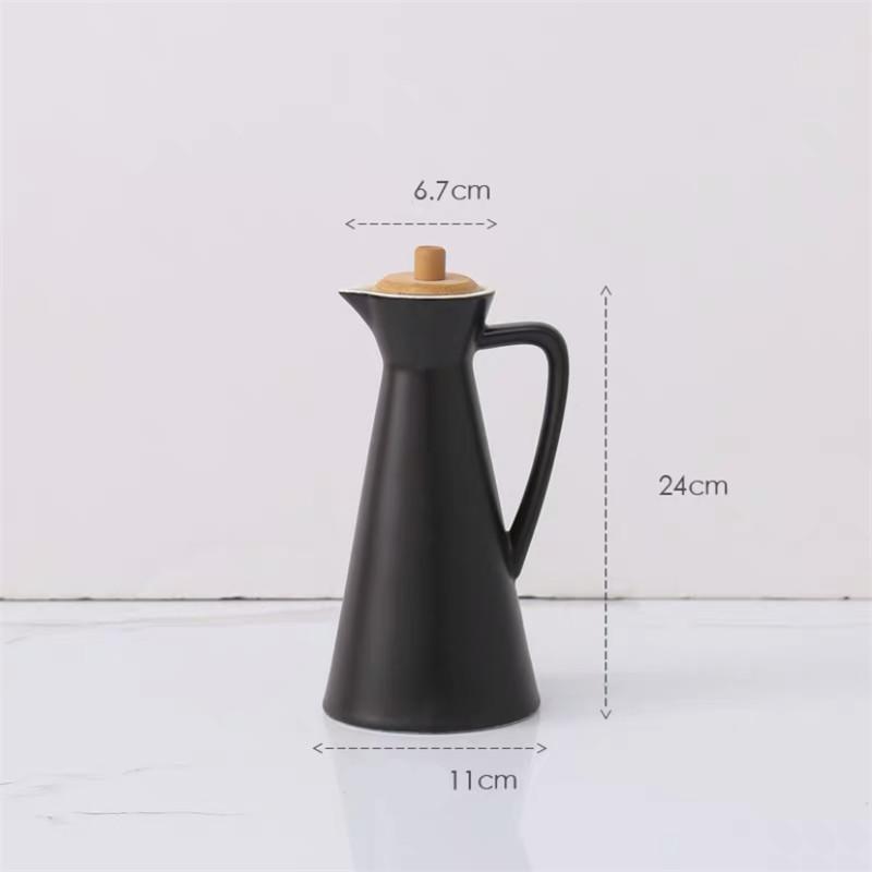 Keramik-Gewürzglas für Zuhause, mit versiegeltem Holzdeckel, Küchenbedarf, großes Fassungsvermögen, Essigtopf, Porzellan, Ölflasche, Kochutensilien