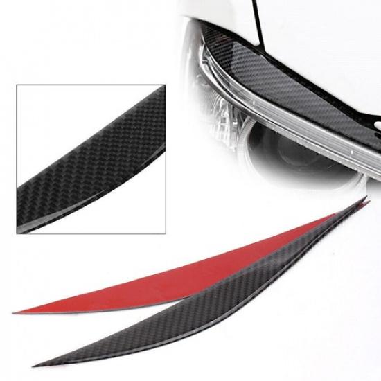 Carbon Headlight Eyebrow Eyelid Decal Cover Trim For BMW 3 Series F30 2013-2017