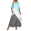 Ladies Casual Fashion Temperament Elegant Waist Patchwork Print Long Dress