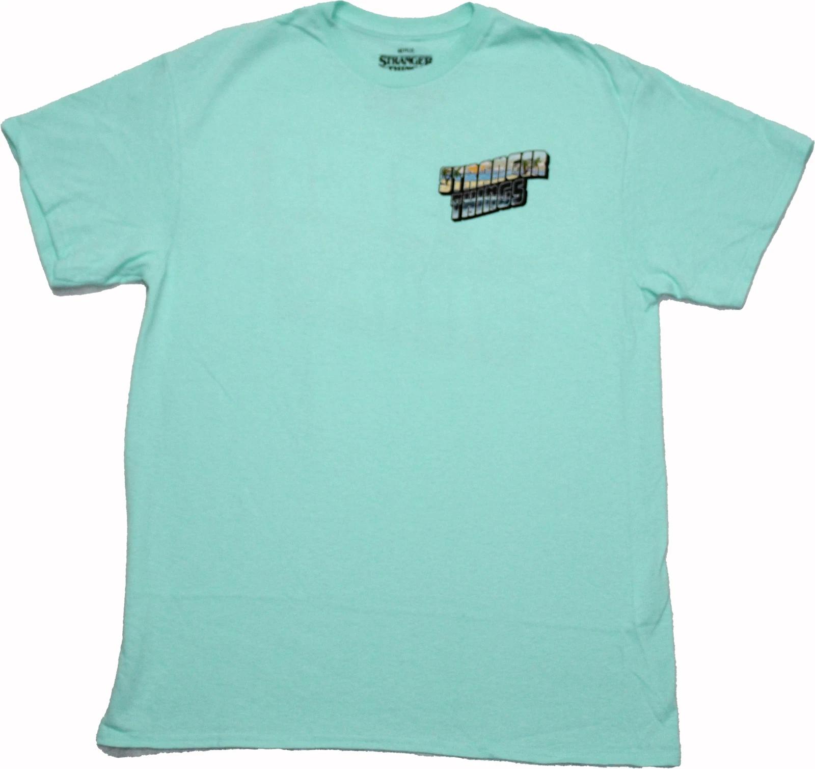 Stranger Things New Adult T-Shirt - Lapel Logo Greetings From The Upside Down XL