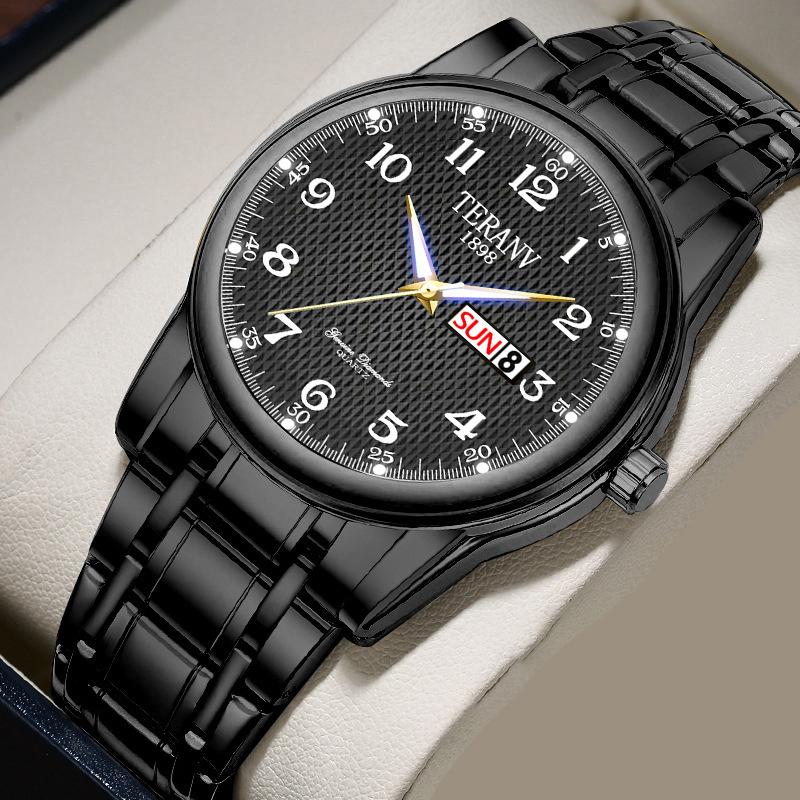 

UTHAI НОВЫЕ Часы Для Мужчин Модный Тренд Календарь Ночная Подсветка Водонепроницаемые Ремешок из Сплава Стали Бизнес Кварцевые Часы Часы Подарок