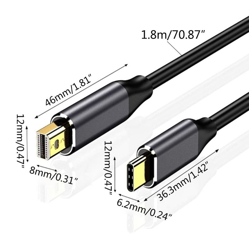 1.8M USB C To 4K @60Hz Type-C To DP Cable HBR3 Alt Mode Adapter for 2021 for MacBook Pro M1 for Mac Mini