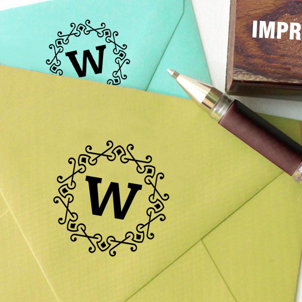 Printtoo Alphabet W Monogram Octagon Celtic Swirl Frame Self Inking Rubber Stamp Office