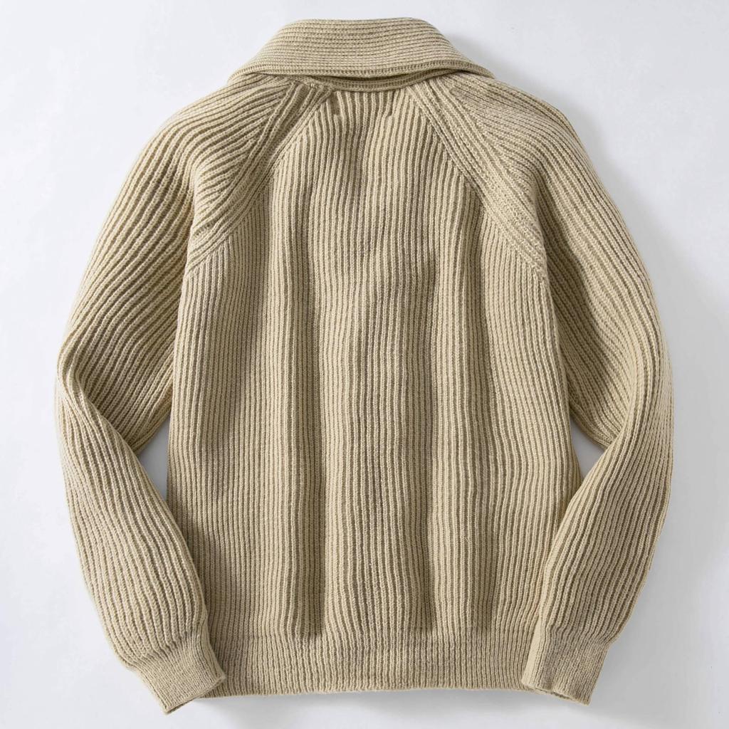 Herr Retro 1950-tal Enfärgad Revers Långärmad Stickad Tröja