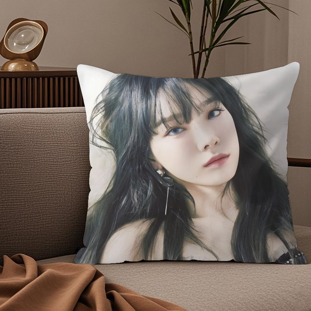 T-Taeyeon Pillow Case Silky Elegant Comfort Sofa Bed Invisible Zipper 30cmx30cm