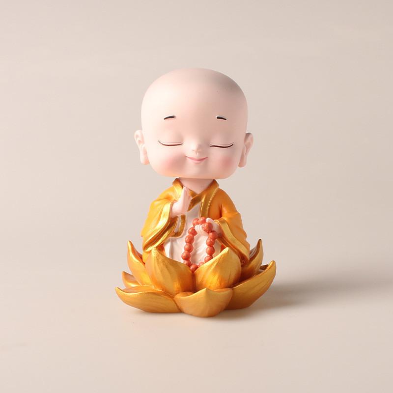 Childhood Monk Car Decor Resin Cartoon Ornament For Car Dashboard And Home Office