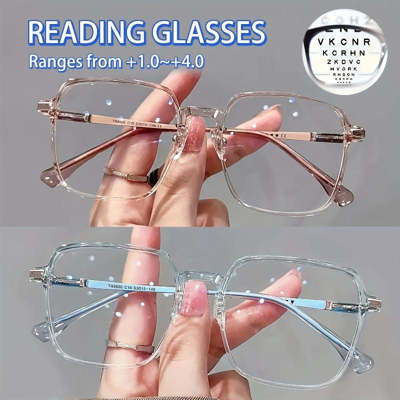 2 Pairs of Stylish Large Frame Reading Glasses for Both Men and Women with An Angle Of+1.00 To+4.00 Degrees Lightweight