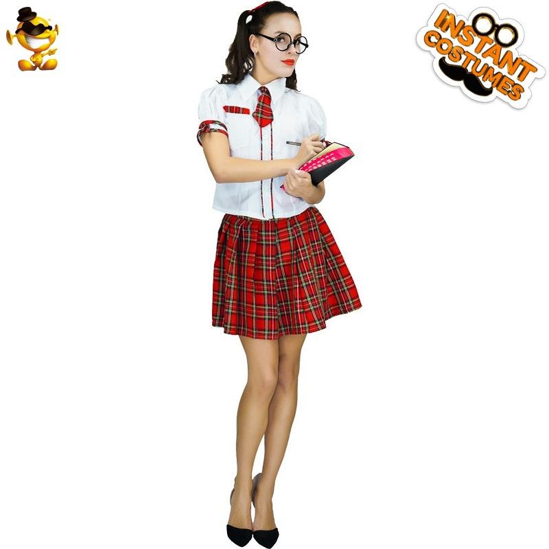 Взрослый большой женский игривый милый студенческий учительский юбка косплей костюм костюм для вечеринки One size fits all