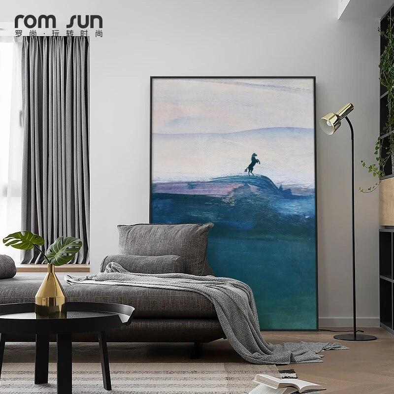 Abstract Landscape Wall Art Canvas Painting Gold Foil Horse Poster Print Nordic Modern Wall Pictures for Living Room Home Decor
