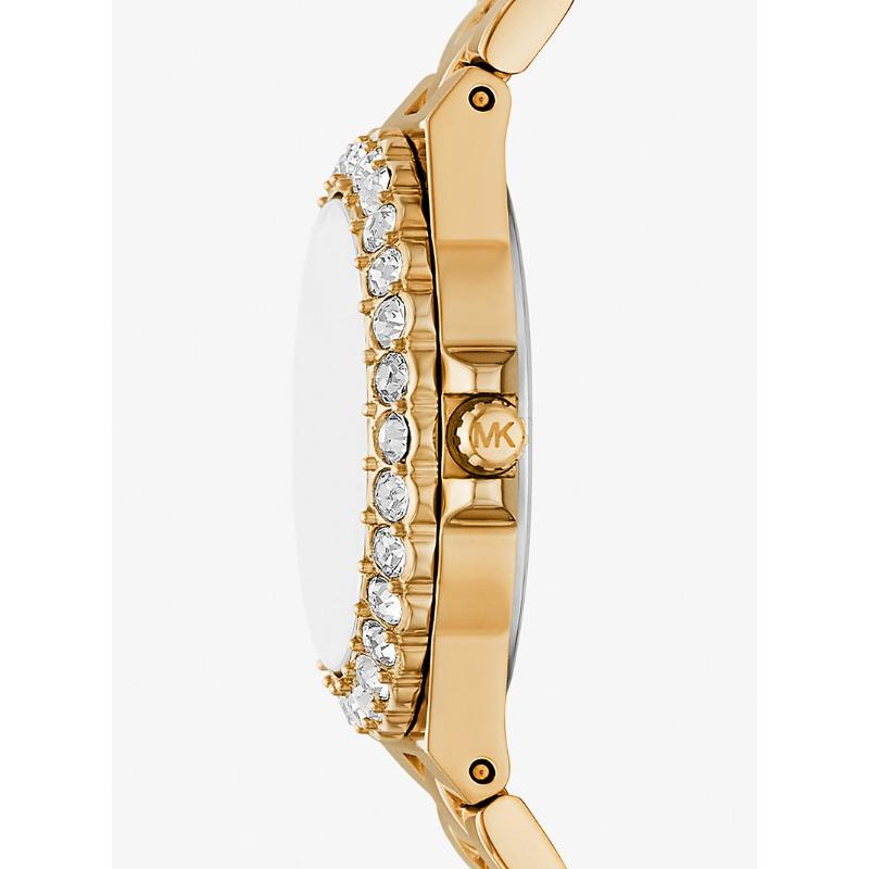 Michael Kors Mini Lennox Animal Pavé Gold-Tone Watch MK7394