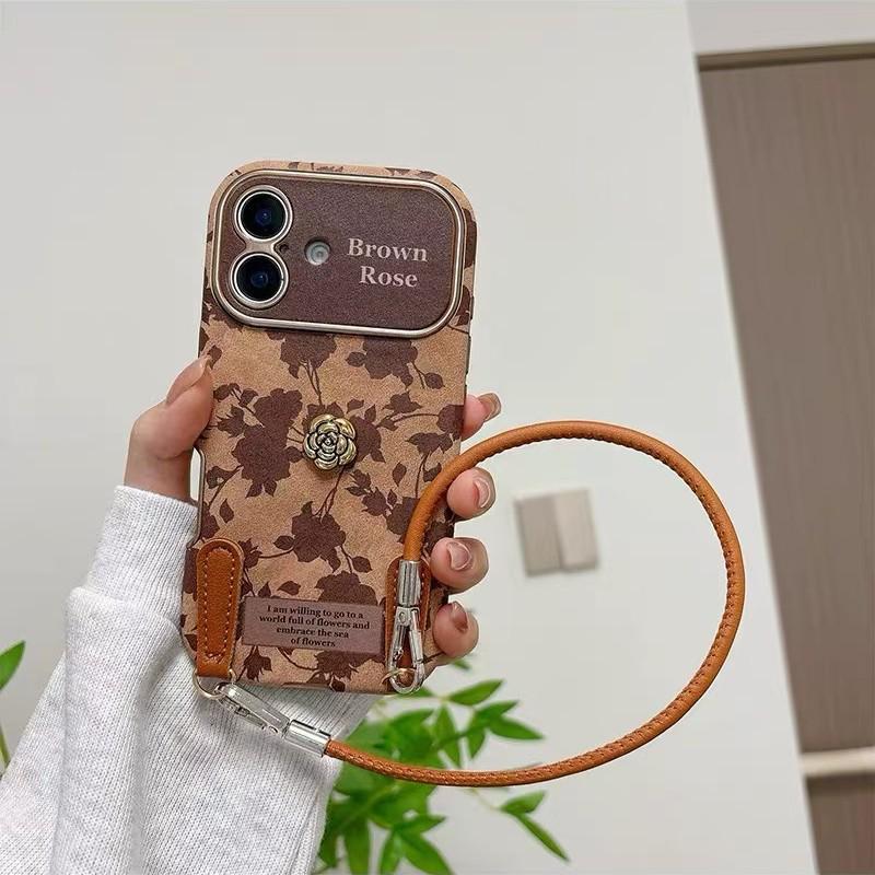 3D Camellia Lanyard Phone Case for iPhone 16/17 Pro Max with Large Window