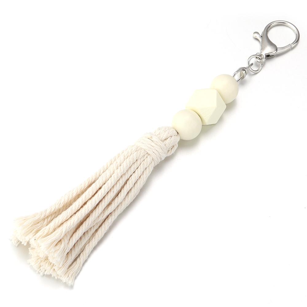 1Pcs 20cm Multicolor Handwoven Tassel Keychain Charm Acrylic Beads Key Chain For DIY Men Women Handbag Accessories Jewelry Gifts