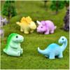 Resin Dinosaur Cake Toppers 8Pcs Miniature Dinosaur Toy Collection Playset for Succulent Planter Moss Landscape DIY Decor