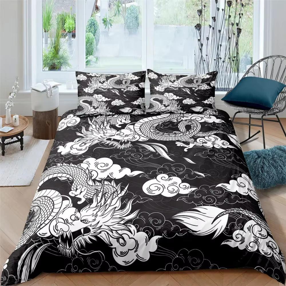 

Domineering Dragon Pattern Duvet Cover Suit Bedding Suit Quilt Cover Three-piece Set 135*200cm