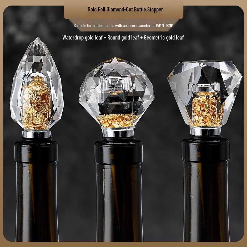 Taozhi Geometric Gold Foil Diamond Wine Stopper