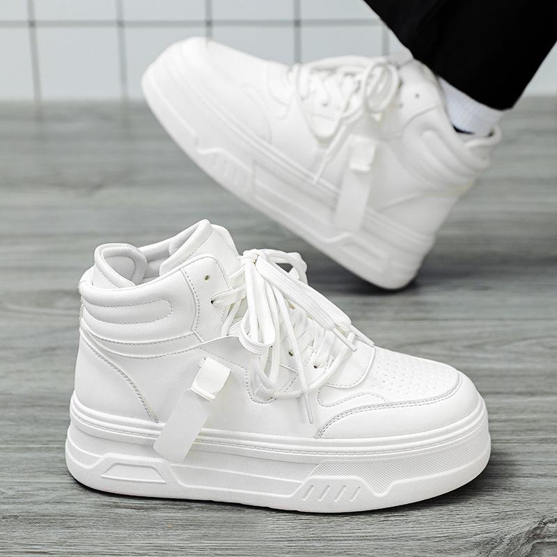 Fashion Spring Autumn Mens High Top Leather Casual Shoes Breathable Platform Mens Sneakers Outdoor Non Slip Damping Sports Running Shoes