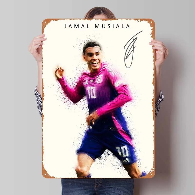 Jamal Musiala Metal Sign Sports Poster Vintage Tinplate Sign Plaque for Wall Art Decoration Gamer Room Decoration Man Retro Home