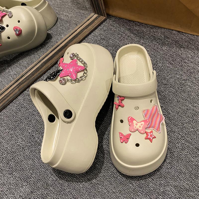 

Summer star chain fashionable and comfortable seaside vacation two wear cool slippers women cloud hole shoes women 40-41 [Standard Code]