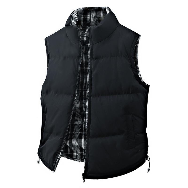 

Double Sided Vest Men s Warm and Insulated Sleeveless Cotton Jacket with Thickened Cotton L чорний