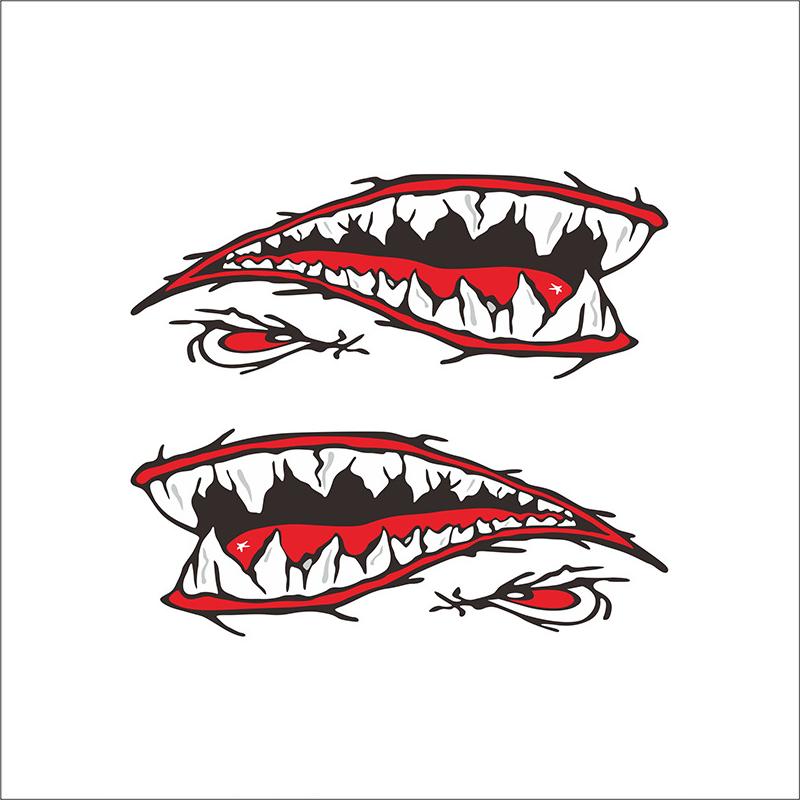New Waterproof Flying Tigers Reflective Shark Mouth Teeth Car Boat Yacht Decal Colored Body Sticker