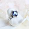 Princess Pattern Sea Blue Imitation Gemstone Index Finger Ring, Inlaid With Rhombus Zircon, Noble Exquisite Index Finger Ring