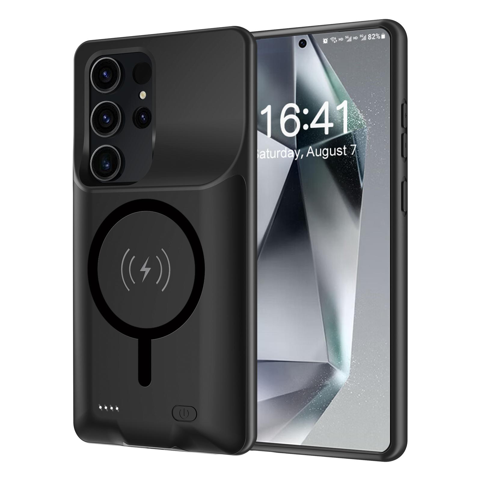 

Для Samsung Galaxy S25 Ultra TPU Чехол с зарядкой по краю 10000 мАч Расширенный аккумулятор Совместим с MagSafe чёрный