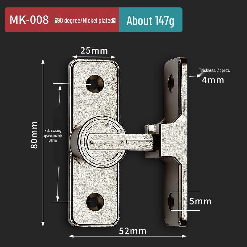 Punch-Free 90° Sliding Door Latch & Lock for Barn, Bathroom, or Toilet Doors