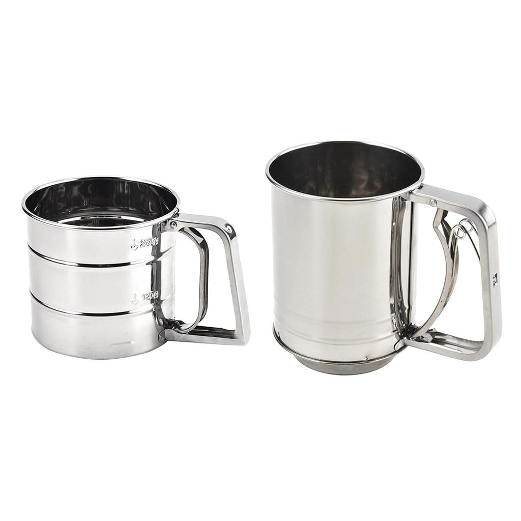 Stainless Steel Flour Sifter with Handle Mesh Cooking Accessory Double Layer