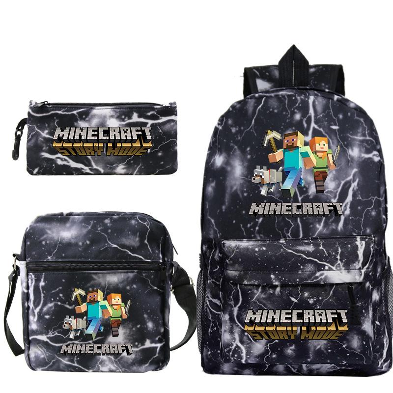Game Merchandise Print Fashion Children'S Backpack Student Schoolbag Stationery Bag Messenger Bag Three-Piece Set