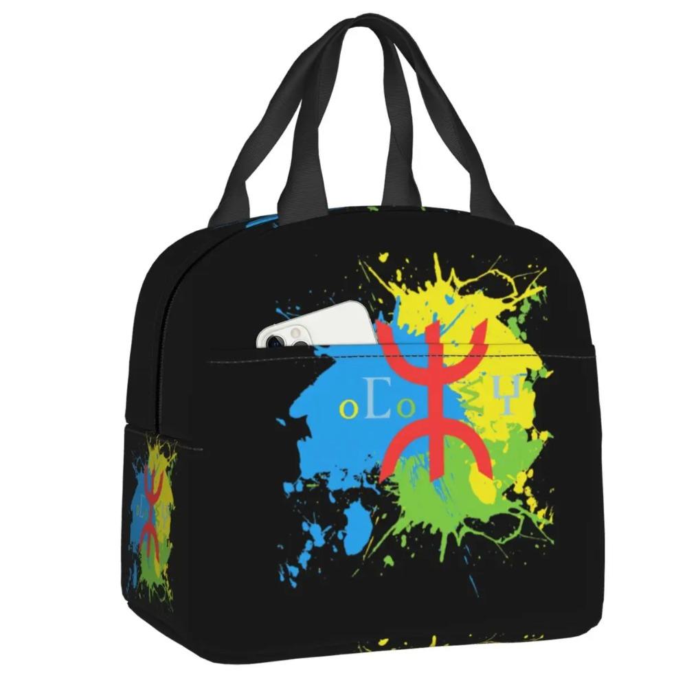 Custom Amazigh Flag Thermal Insulated Lunch Bag Women Berber Pride Tifinagh Resuable Lunch Container for Multifunction Food Box