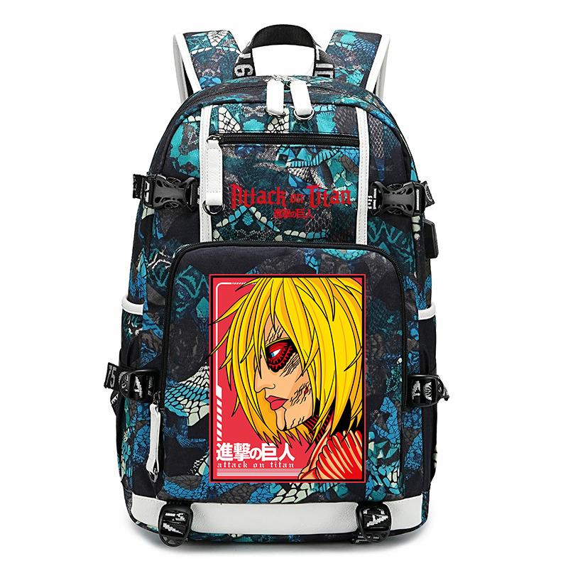Attack on Titan Print School Backpack Large Capacity Travel Bookbag for Kids Boys Girls