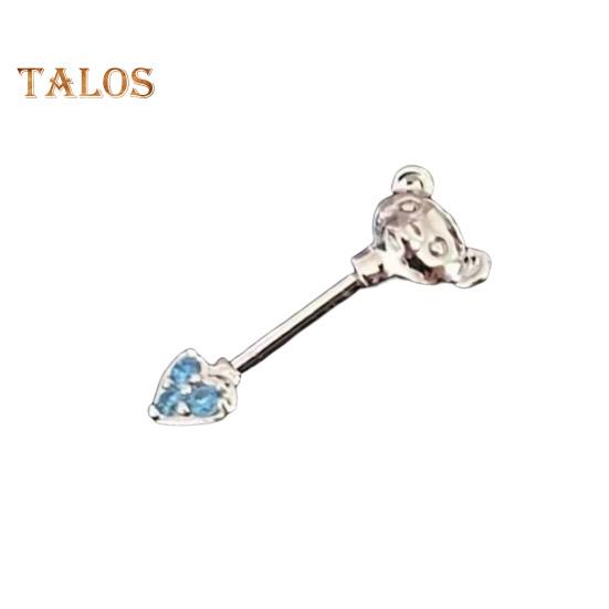 

1 шт. Серьги-гвоздики в форме мультяшного медведя и сердца, блестящие кубические циркониевые серьги для хряща уха для клубных вечеринок, кольцо для носа без адреналина синий