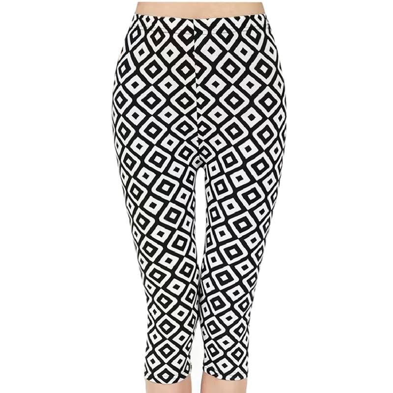 

[Sarah Rose] spats total pattern pattern stretch cropped half pants Three-quarter length summer summer leggings ladies (FREE, geometry)