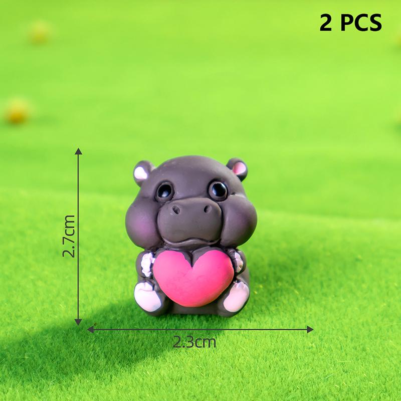 2Pcs Desktop Decoration  Simulated Pigmy Hippopotamus Eye-Catching Action Figure Trendy Ornament Cute Figurine