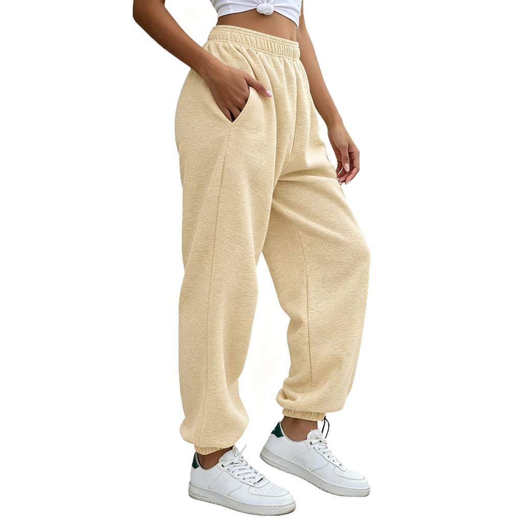 Women's Casual Lined Jogger Sweatpants with Elastic Cuff Long Color
