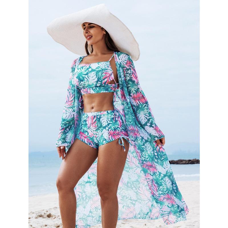 2026 New Fashionable High-end Sexy Multi-color Printed Three-piece Bikini Women's Swimsuit
