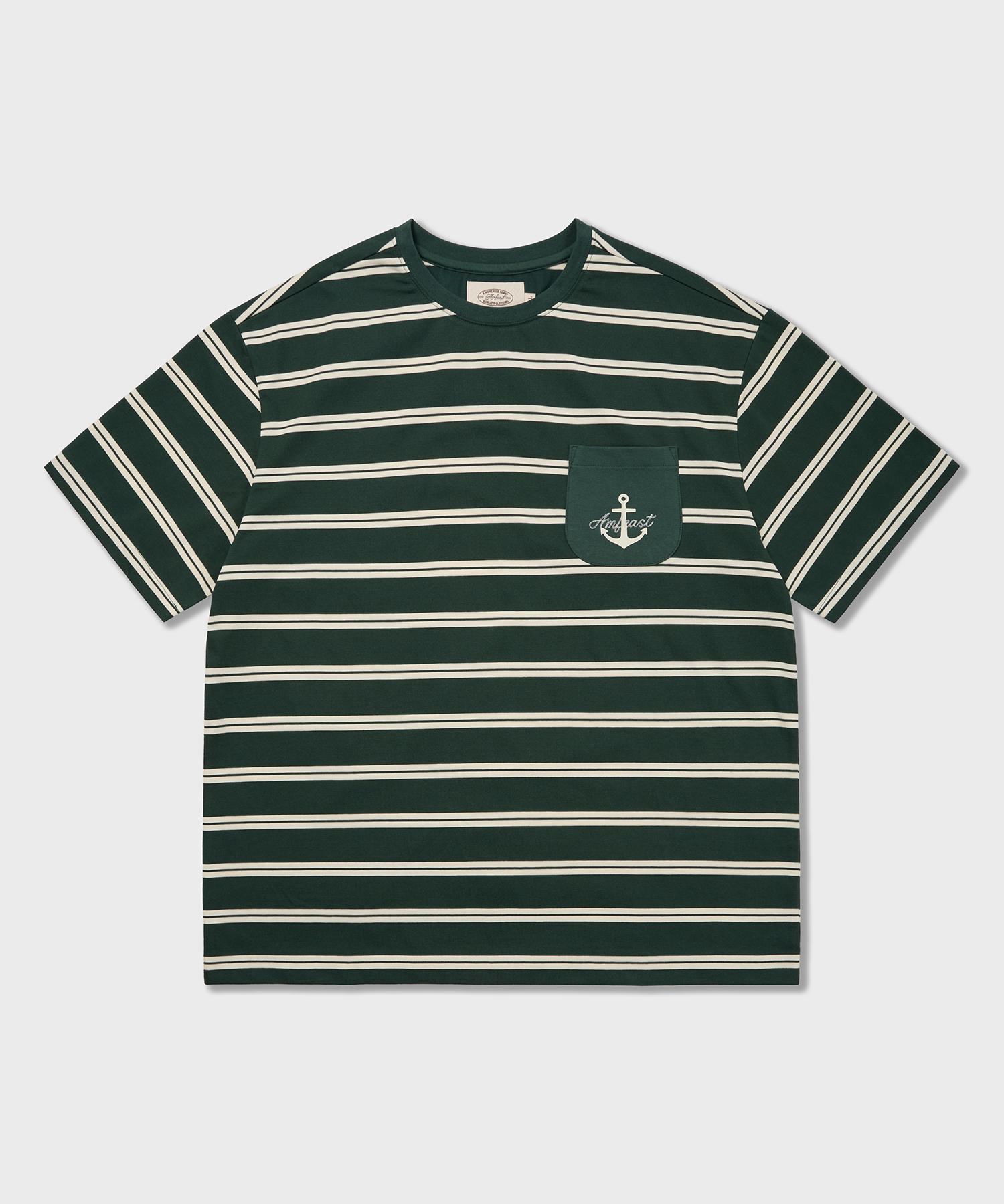 Amphist Seaman Stripe Pocket T-Shirt Green Green/Medium