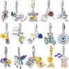 Original 925 Silver Charms Little Bear Horse Dog Jellyfish Beads Pendant Bracelets Necklaces Womens DIY Jewelry Gift