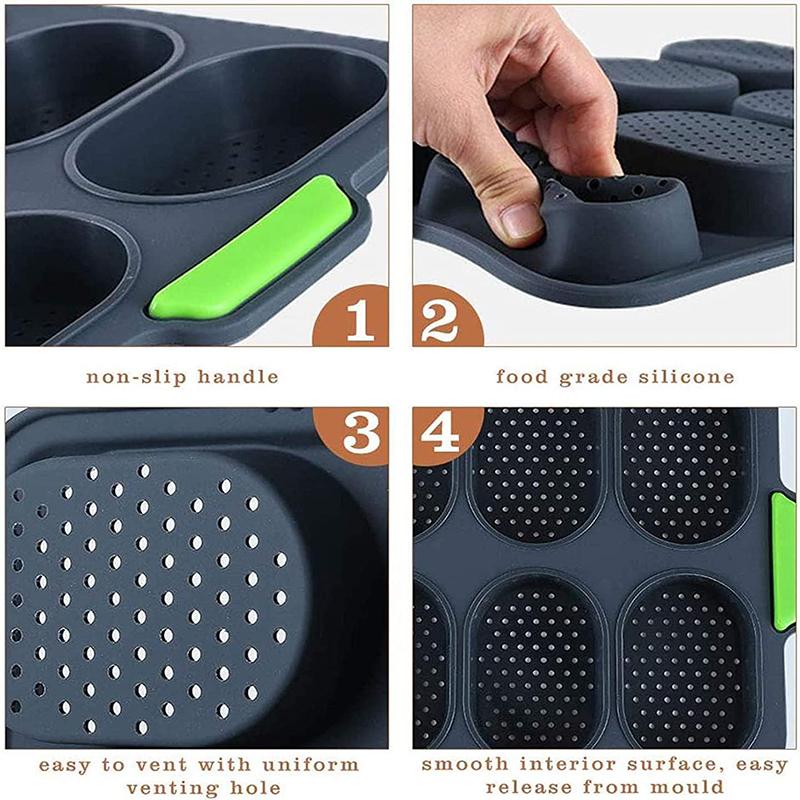 Silicone Bread Mold Baguette Baking Tray Nonstick Loaf Tin  8 Grid Bread Tin for Baking French Bread Mold Bakeware Baking Tool