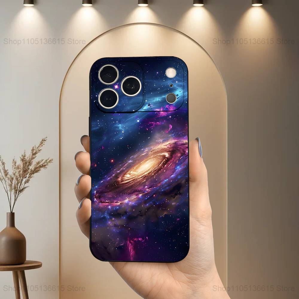 

Beautiful Starry Sky Planet For iPhone 8,7,11,12,15,14,13,16,17,Plus,Pro Max,XS,X,XR,SE,Mini,Soft Silicone Black Case iPhone16PROMAX