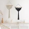 Halloween Bat Macrame Wall Hanging Geometric Art Decor Handmade Woven Gothic Ornament For Bedroom Black Durable Easy Install